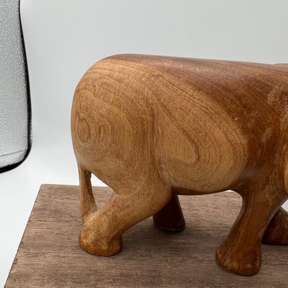 Teak Wood Sculpture of a Left-Facing Elephant from Thailand, "Go For a Walk" - Picture 3 of 13